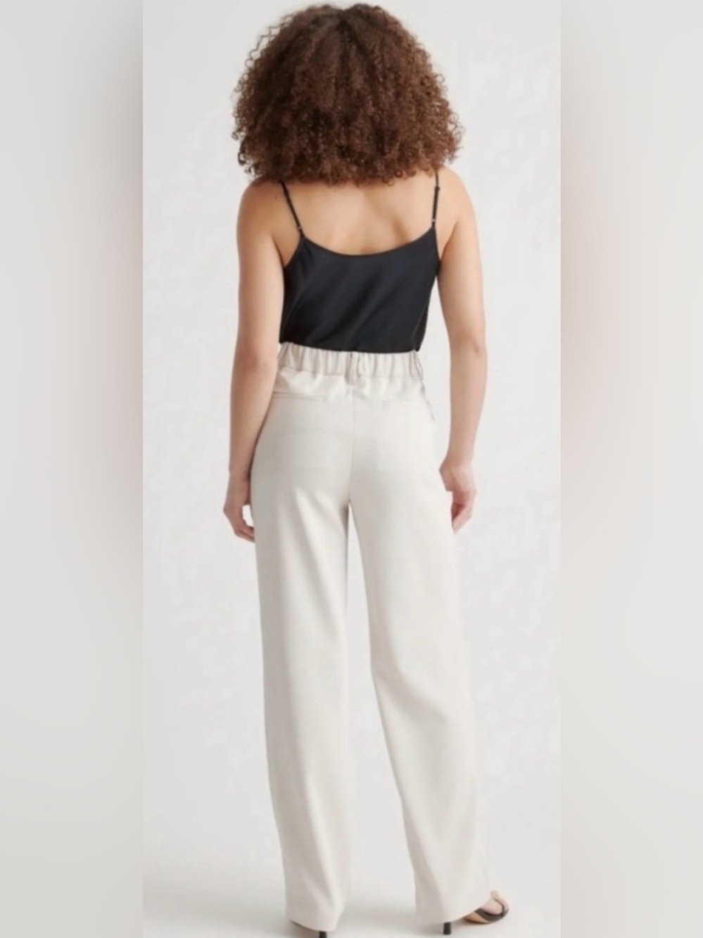 NWT Quince Stretch Pleated Wide Leg Pants in sand - Picture 2 of 6